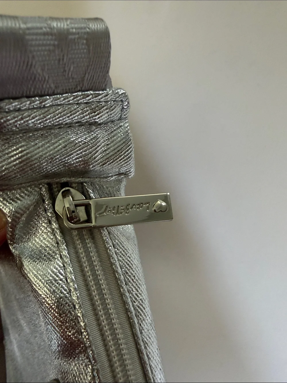 Luv Betsy metallic Silver Crossbody Bag with Adjustable Strap
